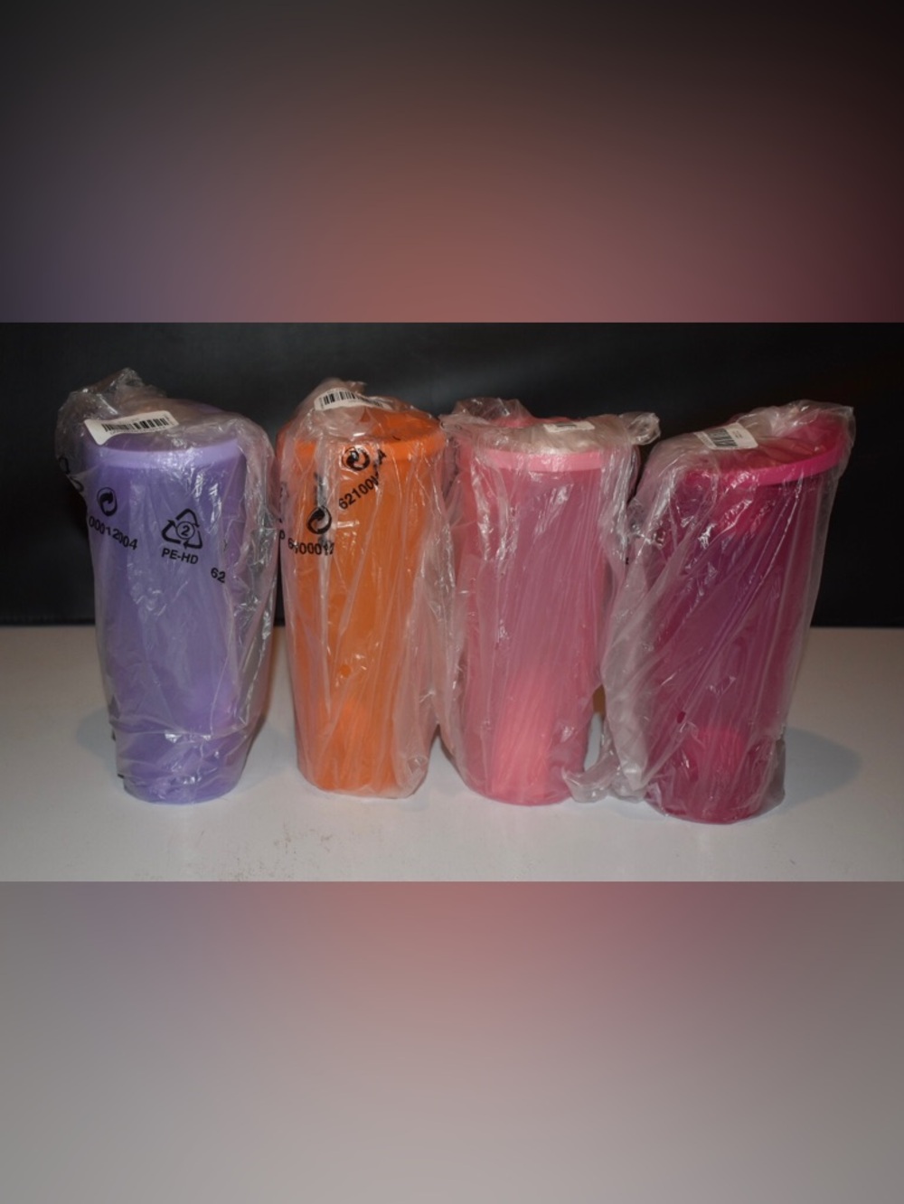 Tupperware Orange, Pink & Purple Tumblers Set
